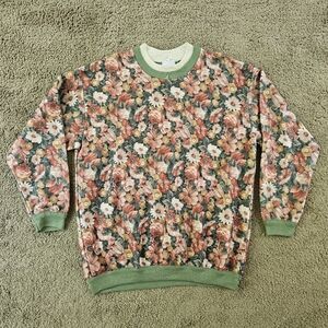 Bobbie Brooks Sport Floral Felt Sweater 80's Vintage Cottagecore Grandmacore